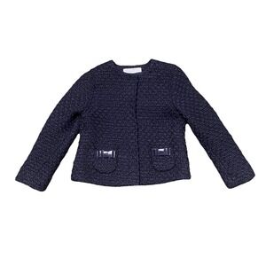 Tartine Et Chocolat Girl Navy Boucle Blazer Jacket Size 6A Old Money Preppy